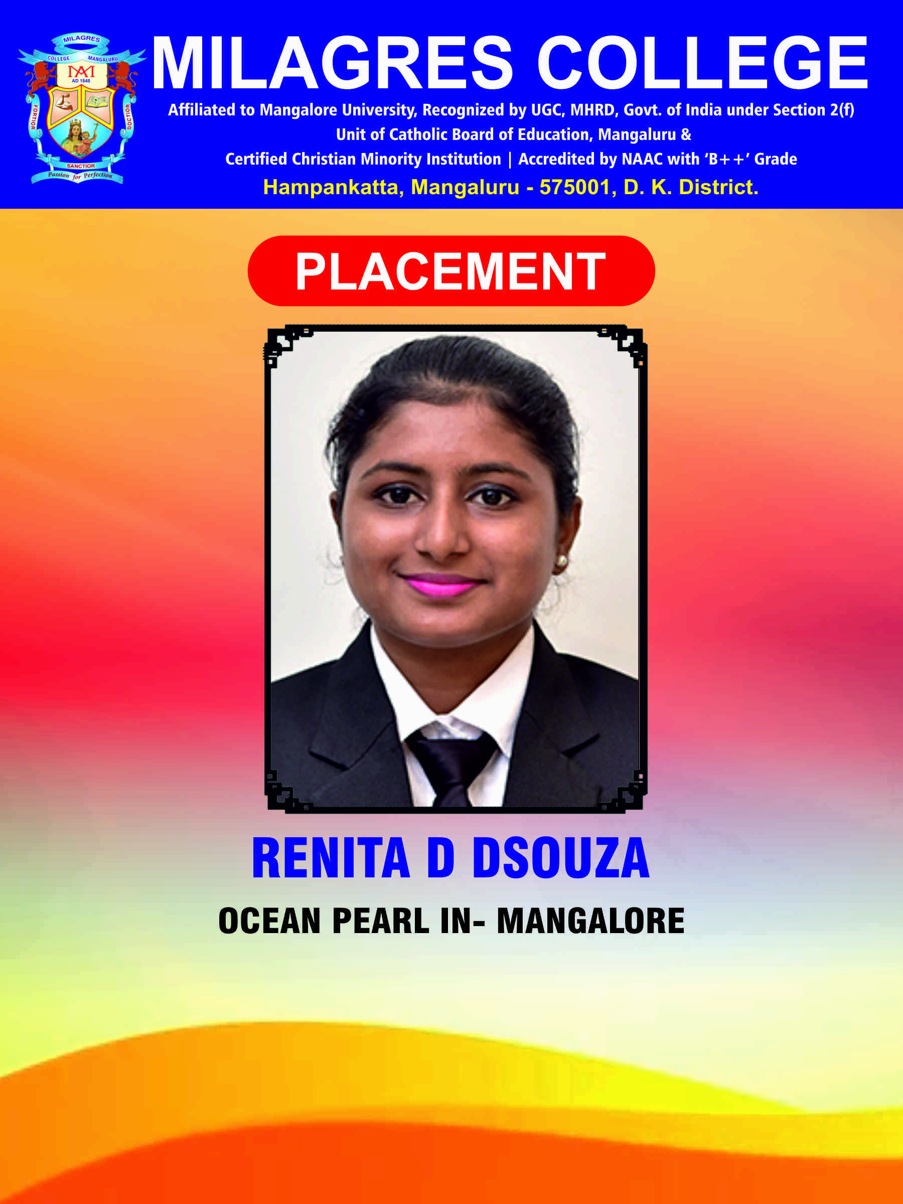 Successfully placed student